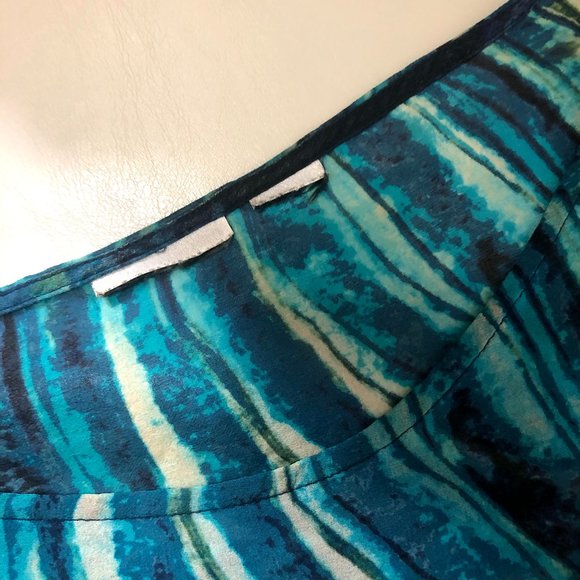 Chico's Blue & Green Sheer Blouse (XL) - Picture 4 of 5